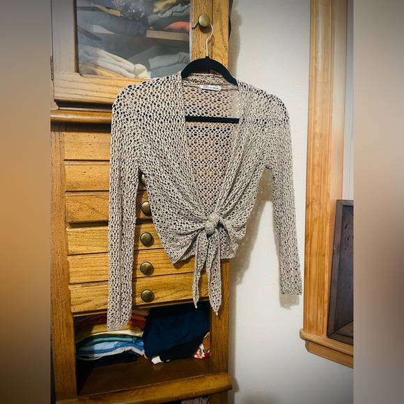 DONATED NWOT Beige Spring Sweater/ Coverup - Picture 2 of 4